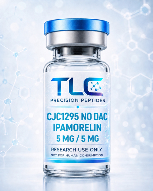 CJC-1295 No DAC / Ipamorelin 5mg/5mg lyophilized research peptide vial, Trusted Lyophilized Concepts